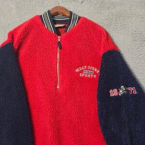 Vtg‎ Walt Disney World Sports Men Pullover XL Mickey Mouse 1971 Sherpa Fleece